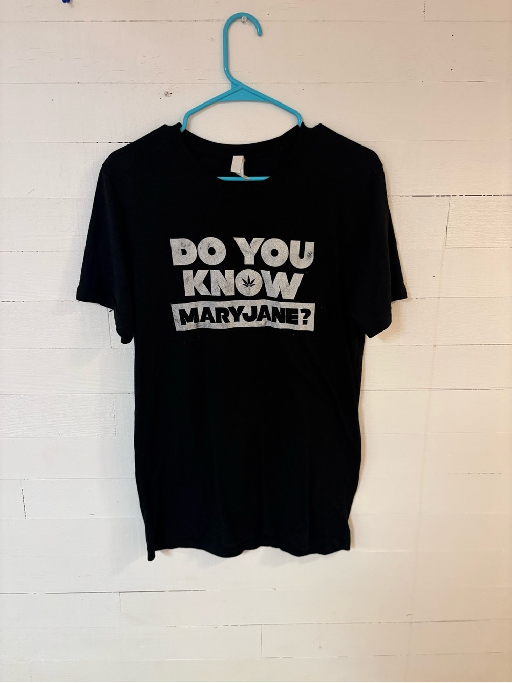 Do You Know Mary Jane? Black Cannabis Graphic T-Shirt Size Medium